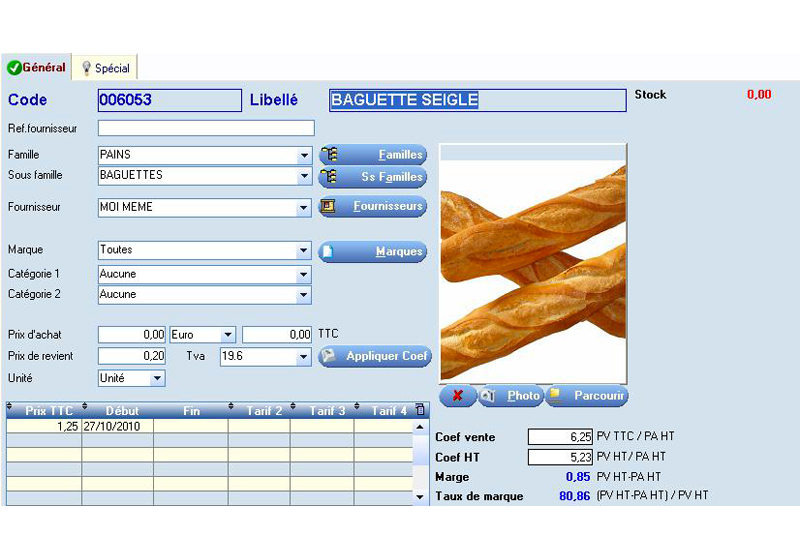 Gestion d'une fiche produit